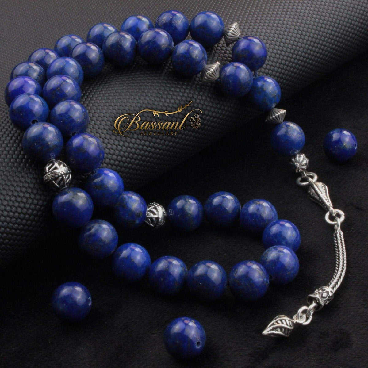 سبحة حجر كريم اللازورد | أحجار كريمة و فضة عيار ٩٢٥ | Lapis Lazuli gemstone Islamic prayer beads - Silver 925 | Bassant Jewellery