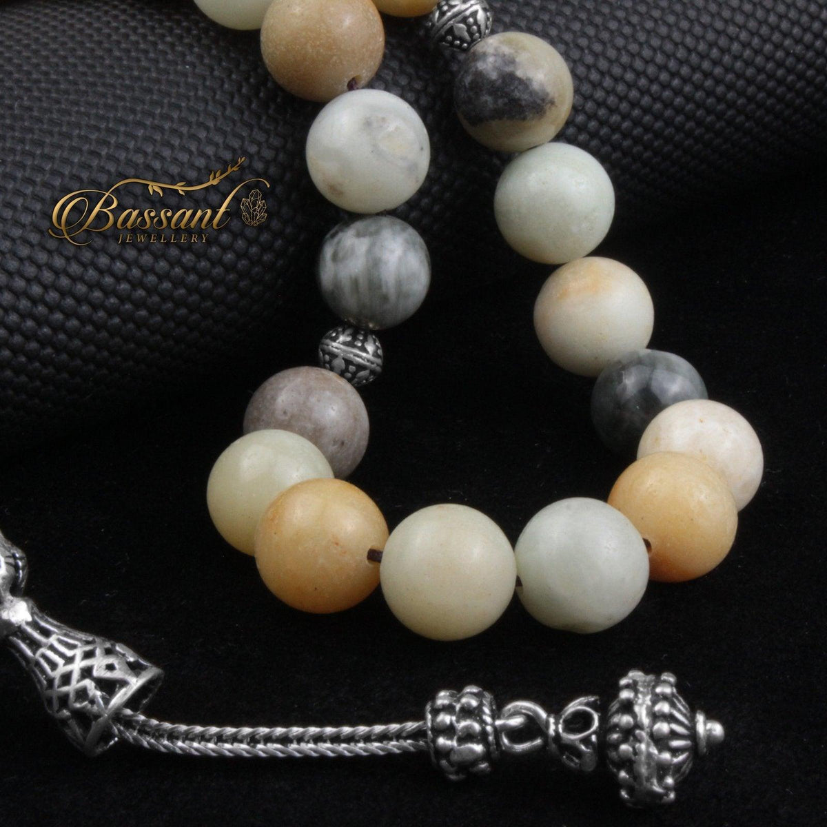 سبحة حجر كريم الأمازونيت | أحجار كريمة و فضة عيار ٩٢٥ | Amazonite gemstone Islamic prayer beads - Silver 925 | Bassant Jewellery