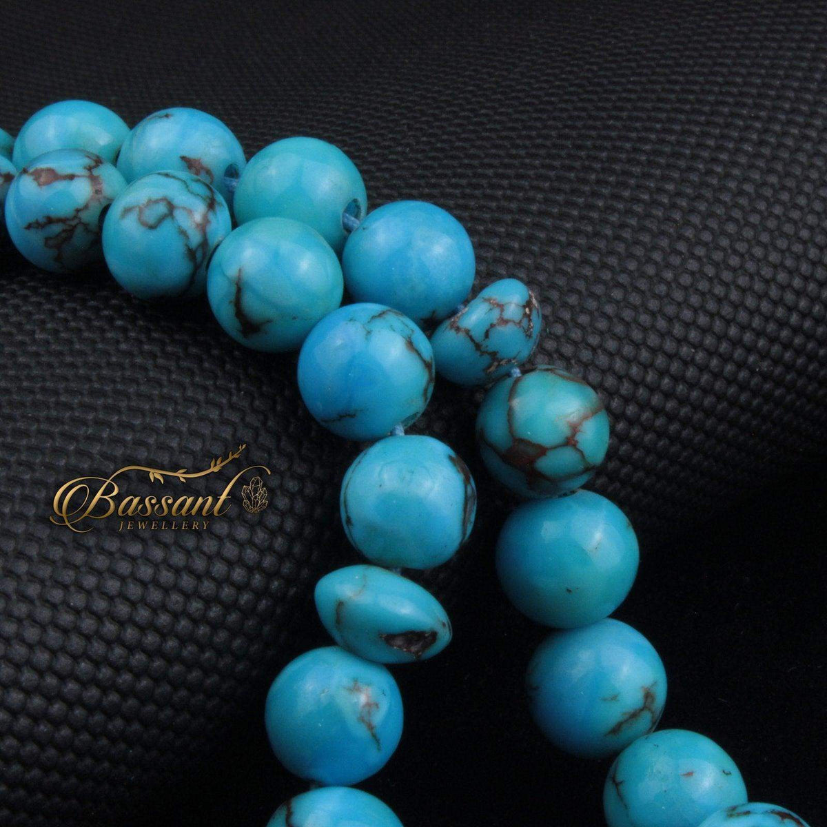 سبحة حجر كريم فيروز سيناء | أحجار كريمة و فضة عيار ٩٢٥ | Sinai Turquoise gemstone Islamic prayer beads - Silver 925 | Bassant Jewellery