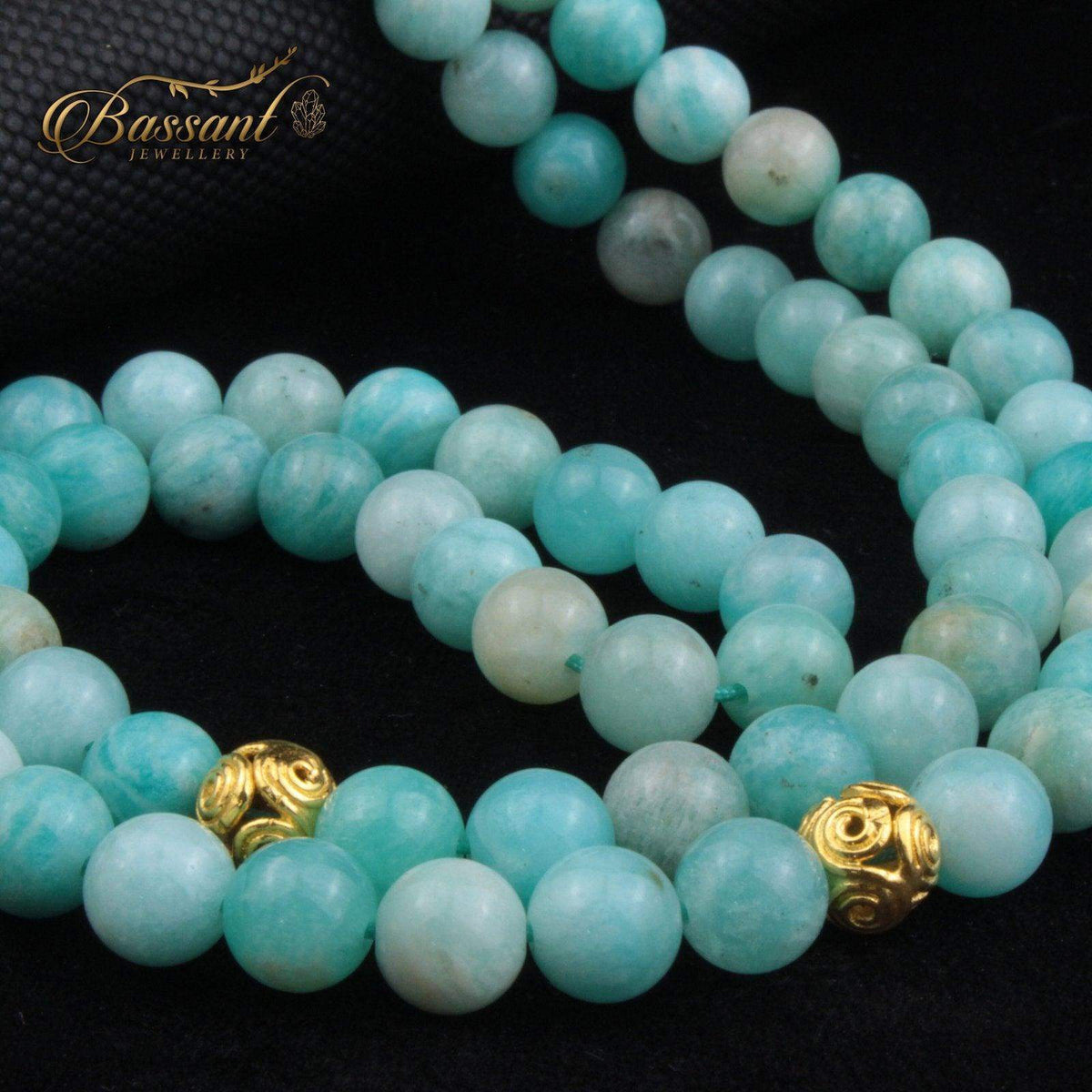 سبحة حجر كريم اللاريمار | أحجار كريمة و فضة عيار ٩٢٥ | Larimar gemstone Islamic prayer beads - Silver 925 | Bassant Jewellery
