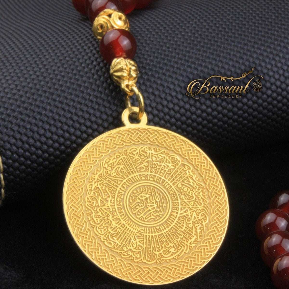 سبحة حجر كريم العقيق الأحمر | أحجار كريمة و فضة عيار ٩٢٥ | Red Agate gemstone Islamic prayer beads - Silver 925 | Bassant Jewellery