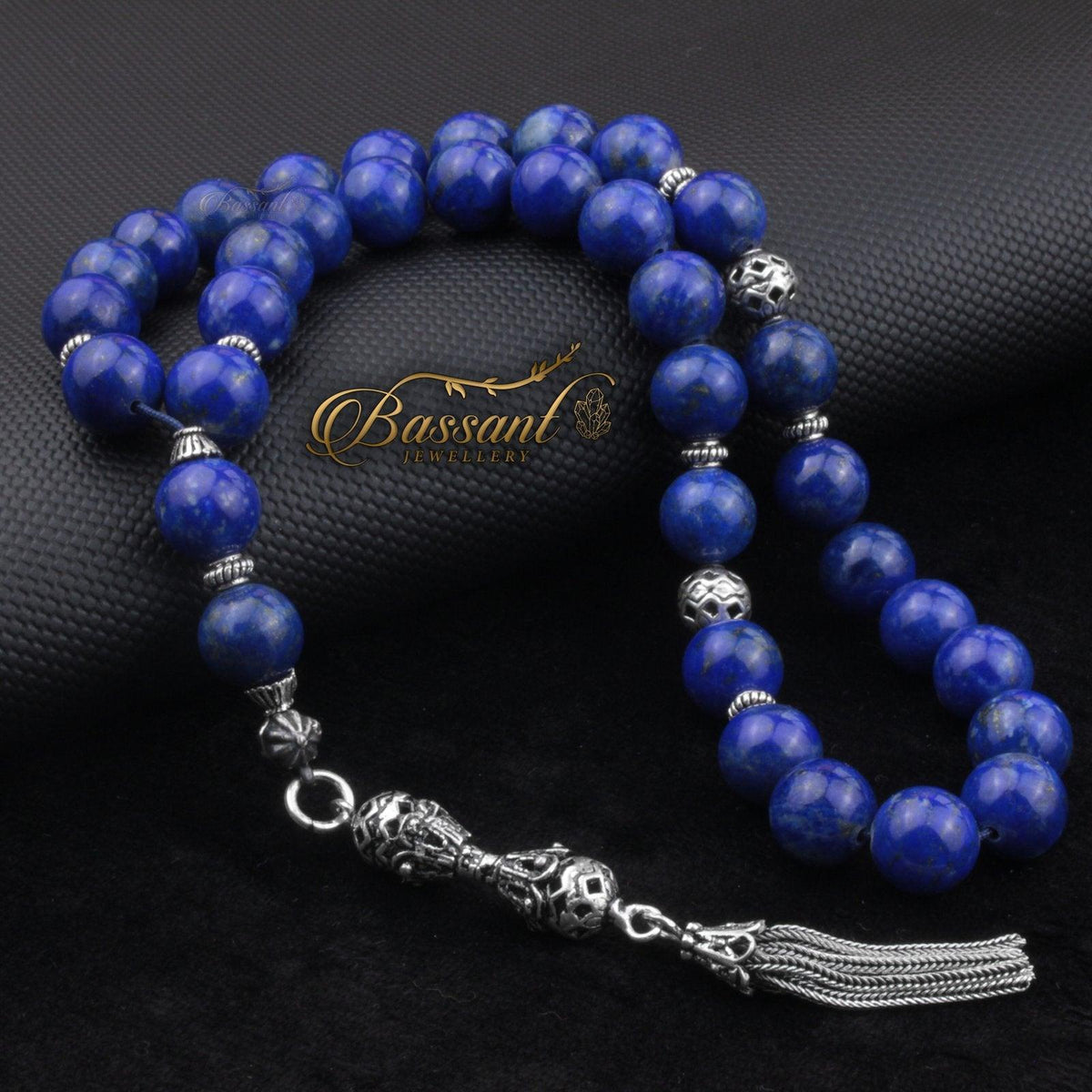 سبحة حجر كريم اللازورد | أحجار كريمة و فضة عيار ٩٢٥ | Lapis Lazuli gemstone Islamic prayer beads - Silver 925 | Bassant Jewellery