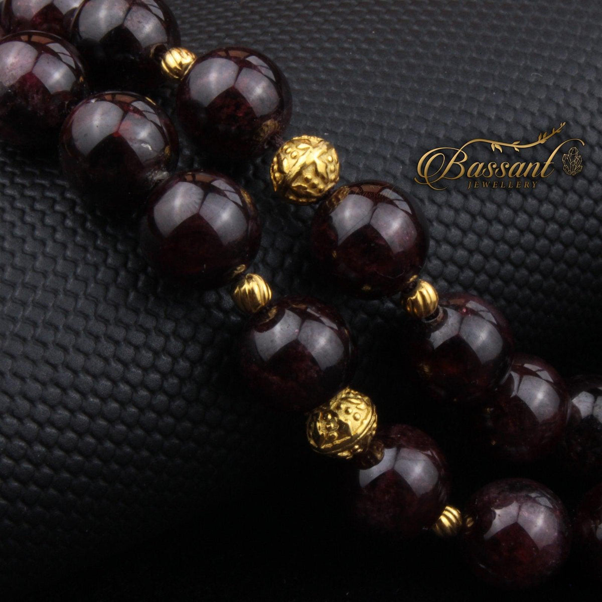 سبحة حجر كريم الجارنيت الألماندين | أحجار كريمة و فضة عيار ٩٢٥ | Almandine Garnet gemstone Islamic prayer beads - Silver 925 | Bassant Jewellery