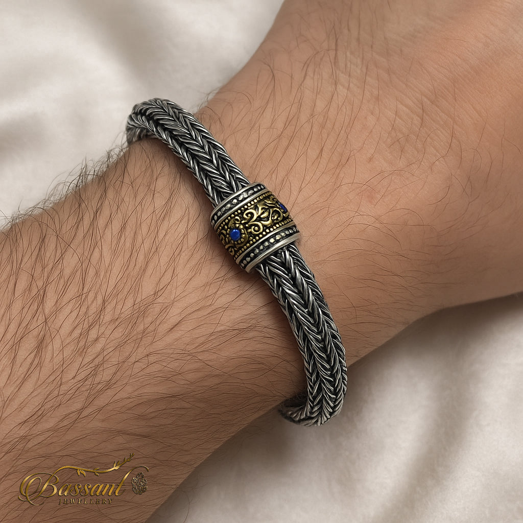 اسورة رجالي فضة عيار ٩٢٥ Roms | Roms Sterling Silver 925 Men's Bracelet | Bassant Jewellery