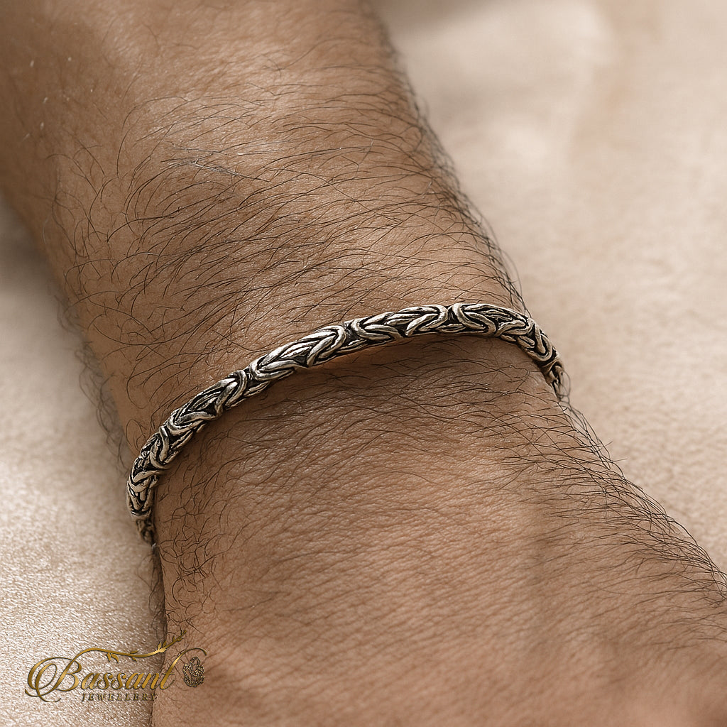 اسورة رجالي فضة عيار ٩٢٥ Byzantine | Byzantine Sterling Silver 925 Men's Bracelet | Bassant Jewellery