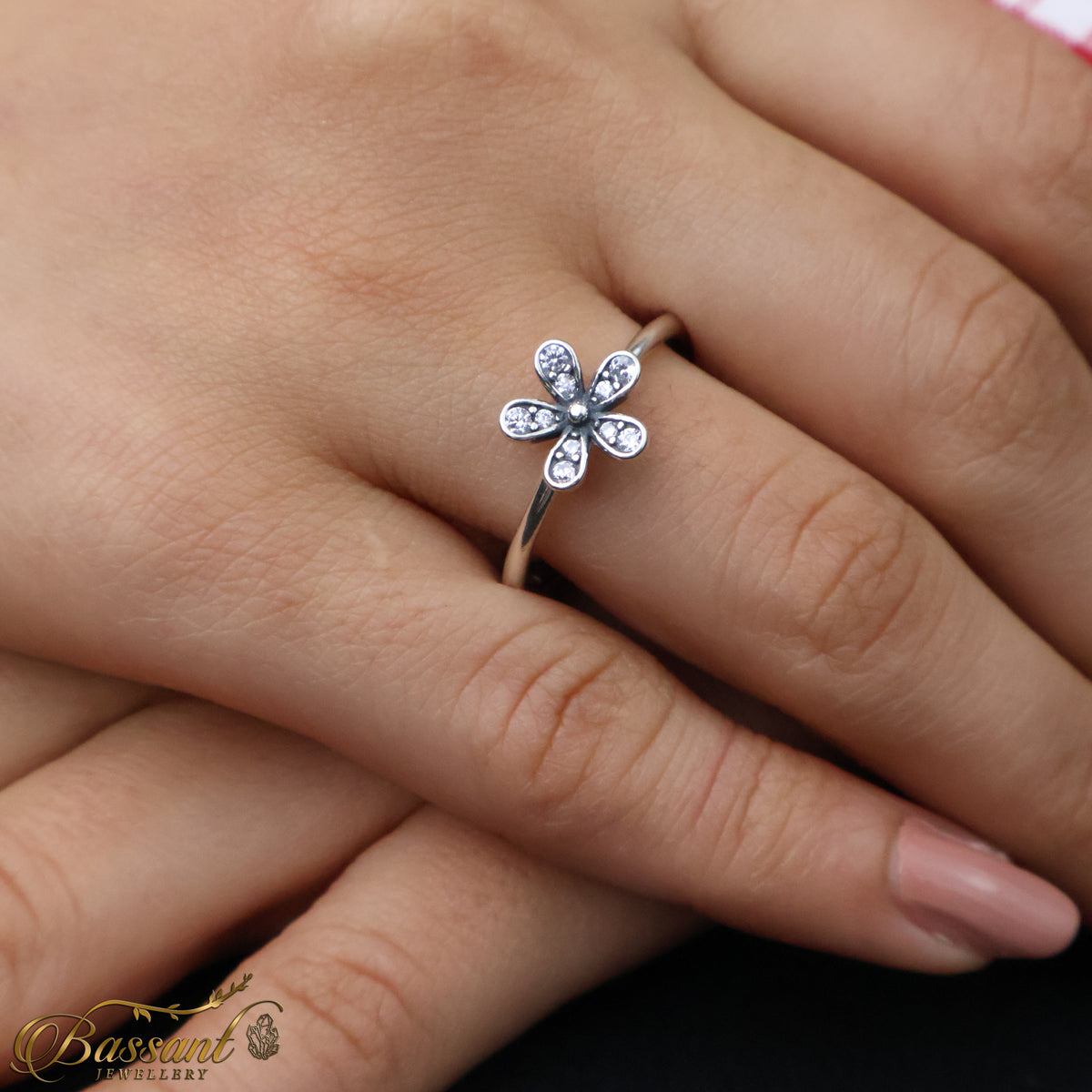خاتم فضة عيار ٩٢٥ Flower | Flower Sterling Silver 925 Ring | Bassant Jewellery