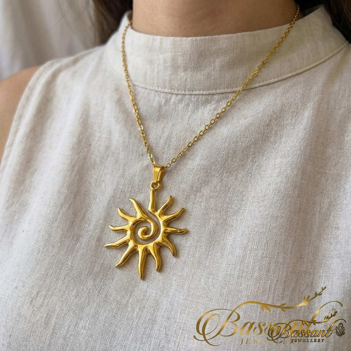 دلاية SUNSHINE فضة مطلية ذهب | SUNSHINE Gold-Plated Sterling Silver 925 Islamic Pendant | Bassant Jewellery