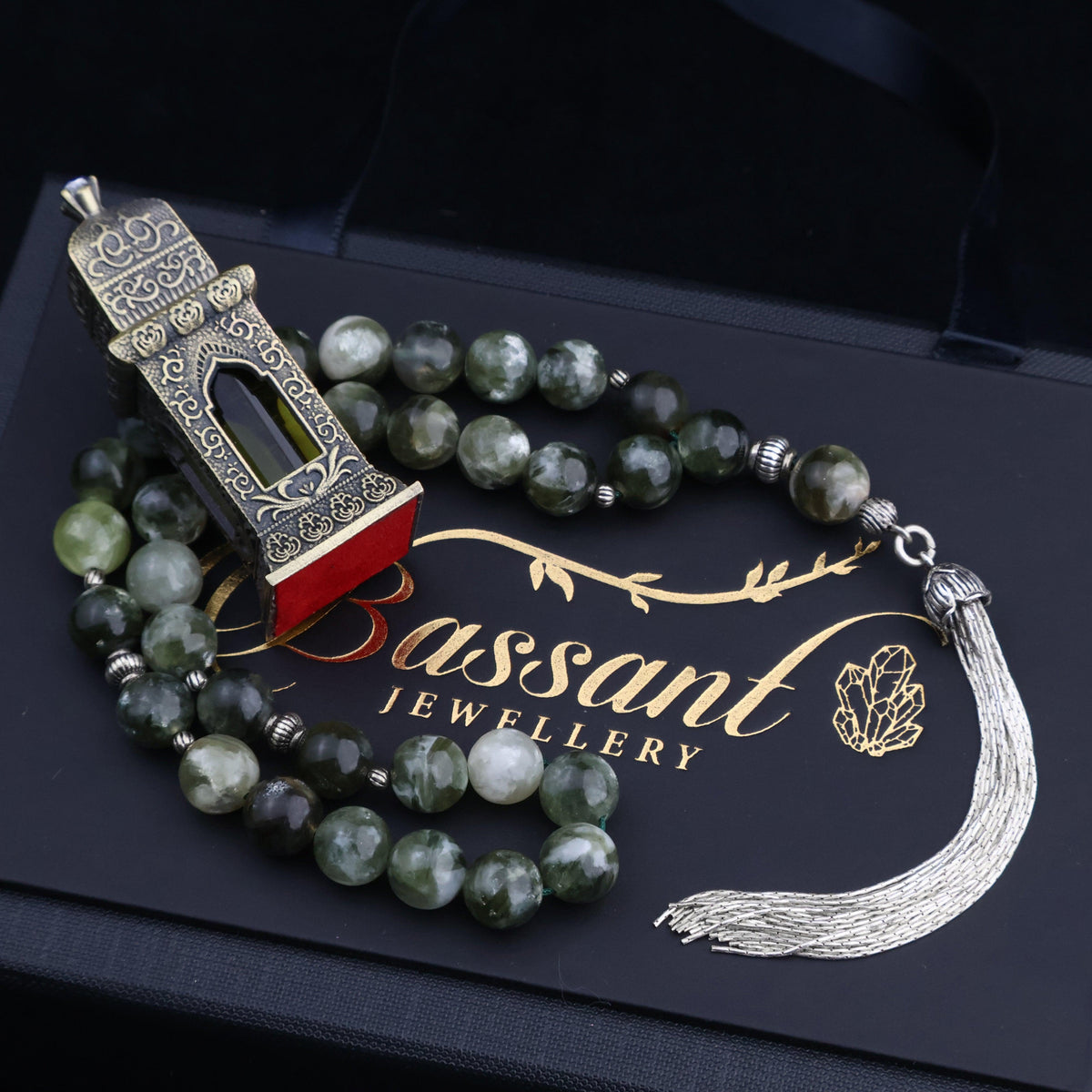 سبحة حجر كريم الليبيدولايت | أحجار كريمة و فضة عيار ٩٢٥ | Lepidolite gemstone Islamic prayer beads - Silver 925 | Bassant Jewellery