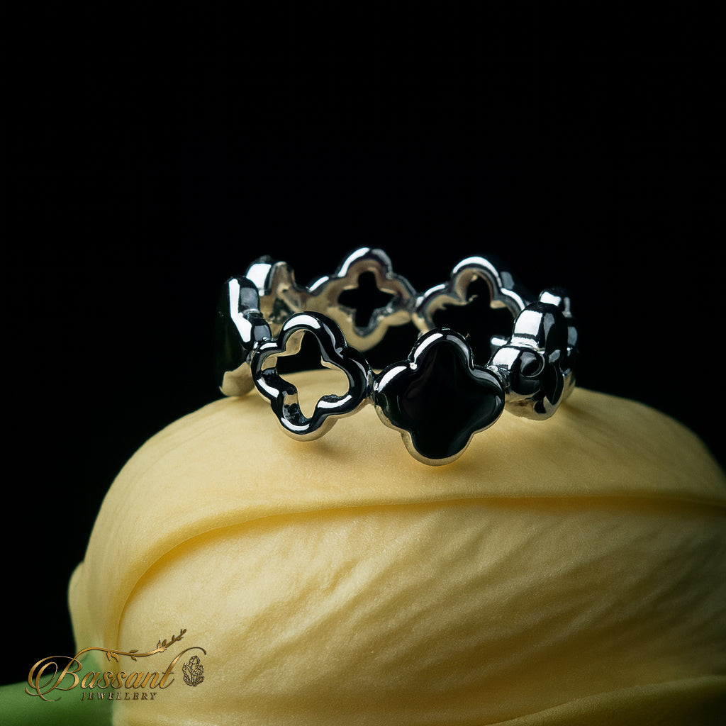 خاتم فضة عيار ٩٢٥ The Clover | The Clover Sterling Silver 925 Ring | Bassant Jewellery