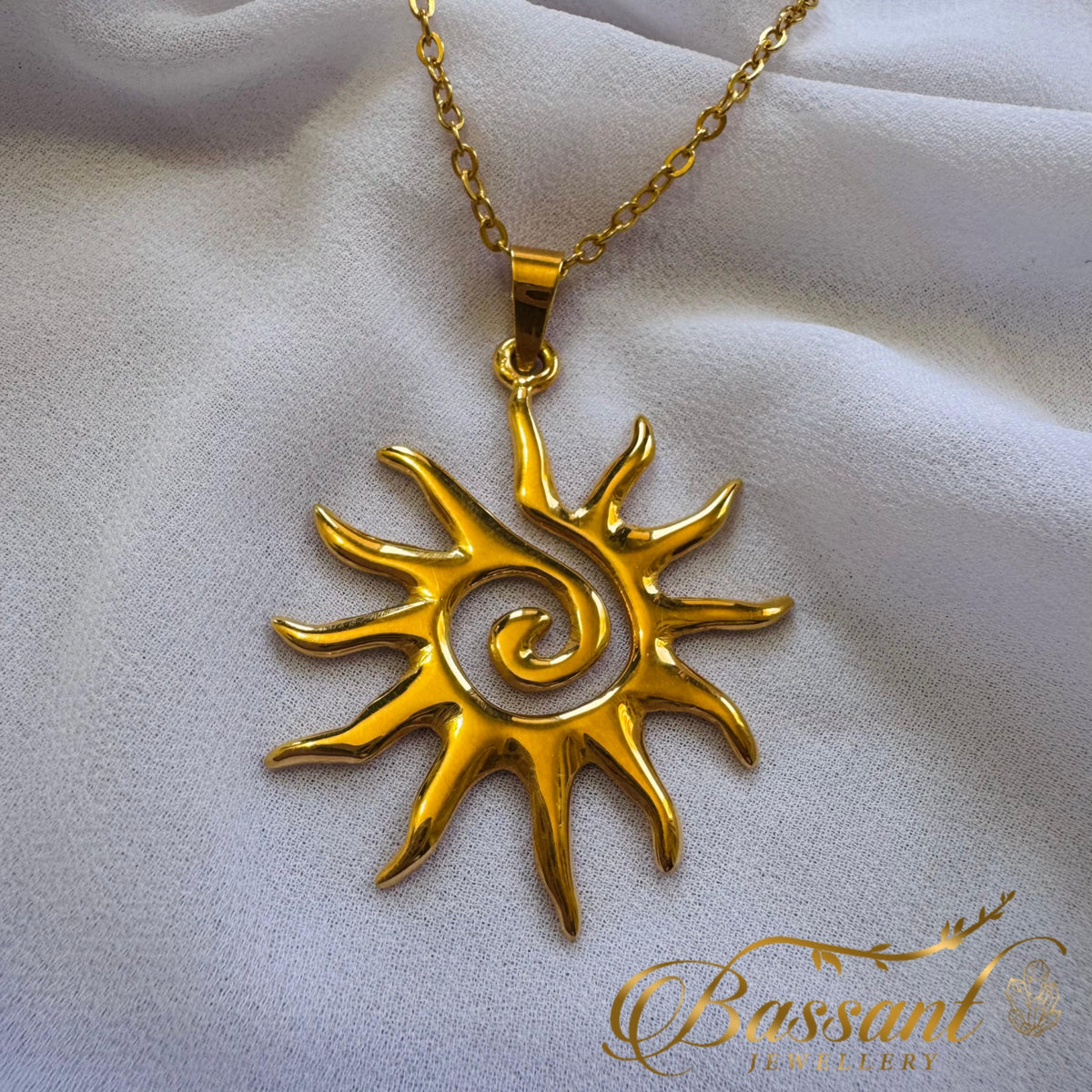 دلاية SUNSHINE فضة مطلية ذهب | SUNSHINE Gold-Plated Sterling Silver 925 Islamic Pendant | Bassant Jewellery