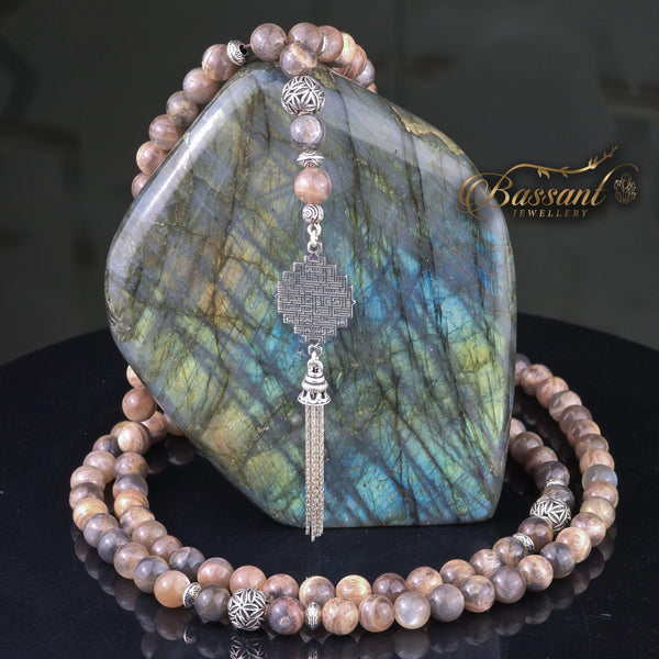 Mocha Moonstone Rosary - Bassant Jewellery