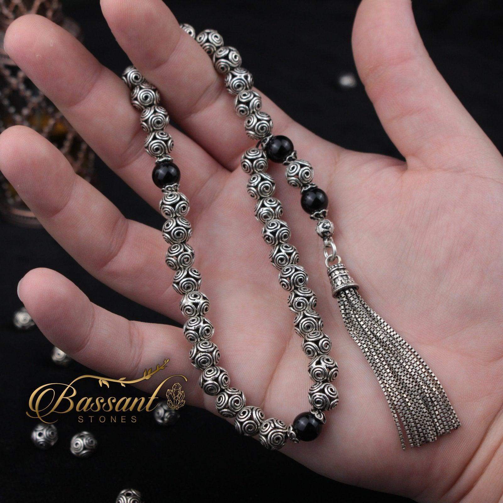 Silver/Onyx Rosary - Bassant Jewellery