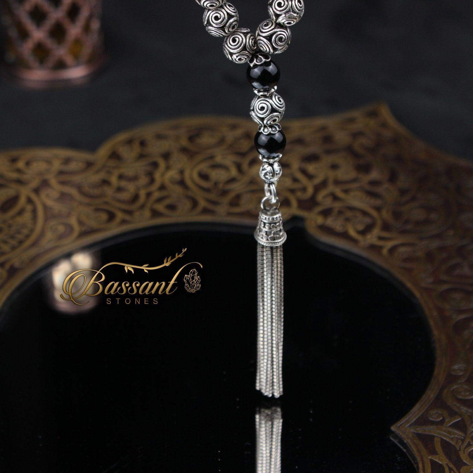 Silver/Onyx Rosary - Bassant Jewellery
