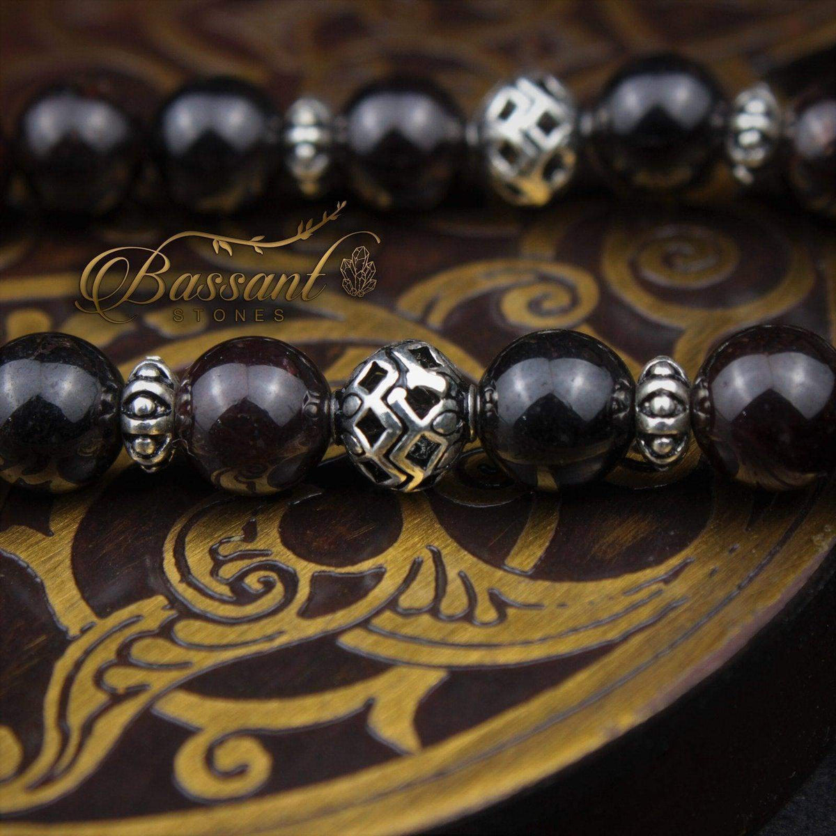 سبحة حجر كريم الجارنيت الألماندين | أحجار كريمة و فضة عيار ٩٢٥ | Almandine Garnet gemstone Islamic prayer beads - Silver 925 | Bassant Jewellery