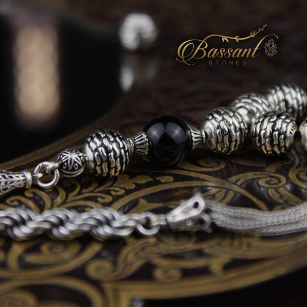 Silver/Onyx Rosary - Bassant Jewellery