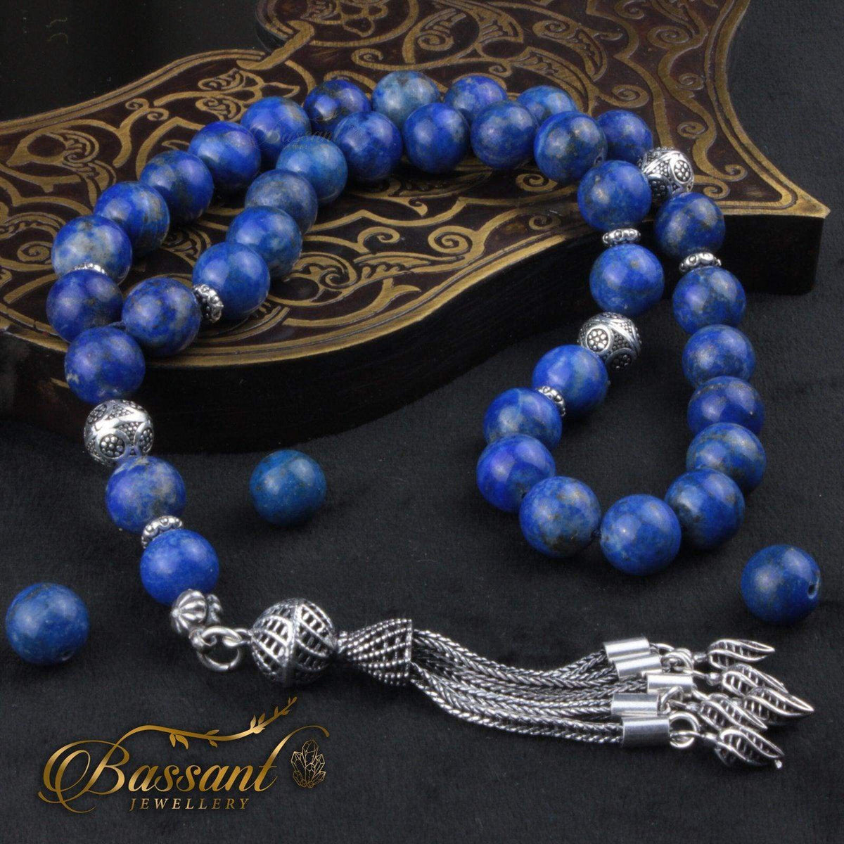 سبحة حجر كريم اللازورد | أحجار كريمة و فضة عيار ٩٢٥ | Lapis Lazuli gemstone Islamic prayer beads - Silver 925 | Bassant Jewellery