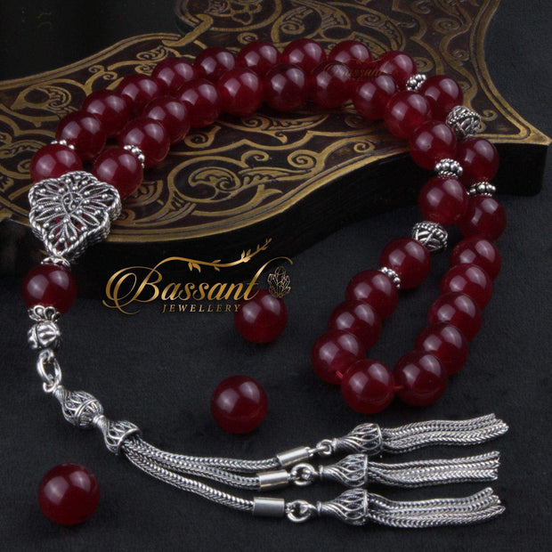 Red Jade Rosary - Bassant Jewellery