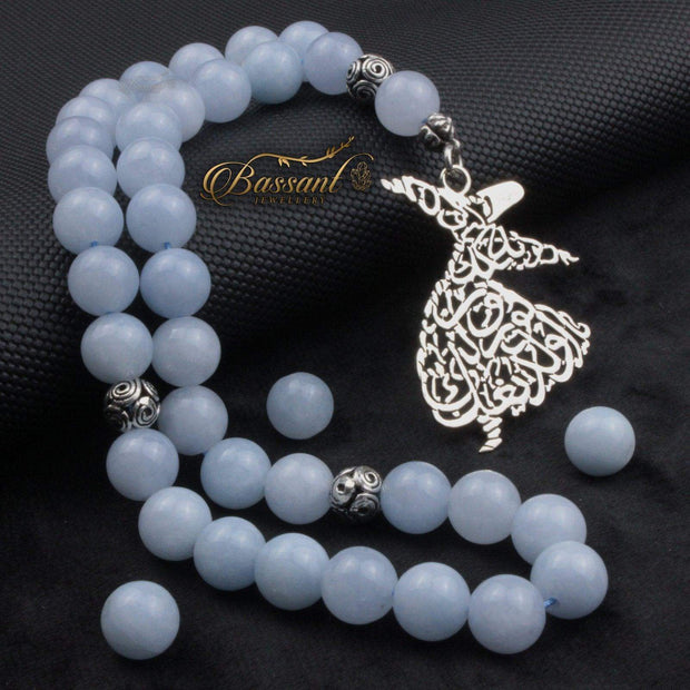 Sky blue Jade Rosary - Bassant Jewellery