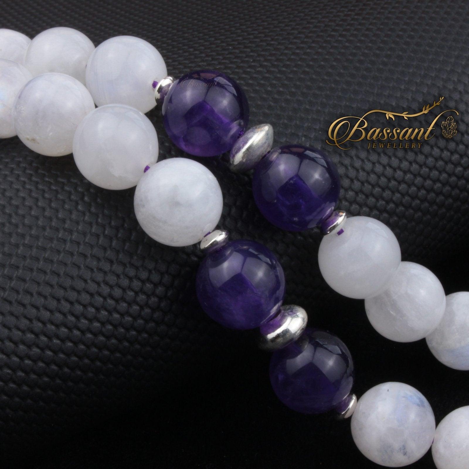Moonstone & Amethyst Rosary - Bassant Jewellery