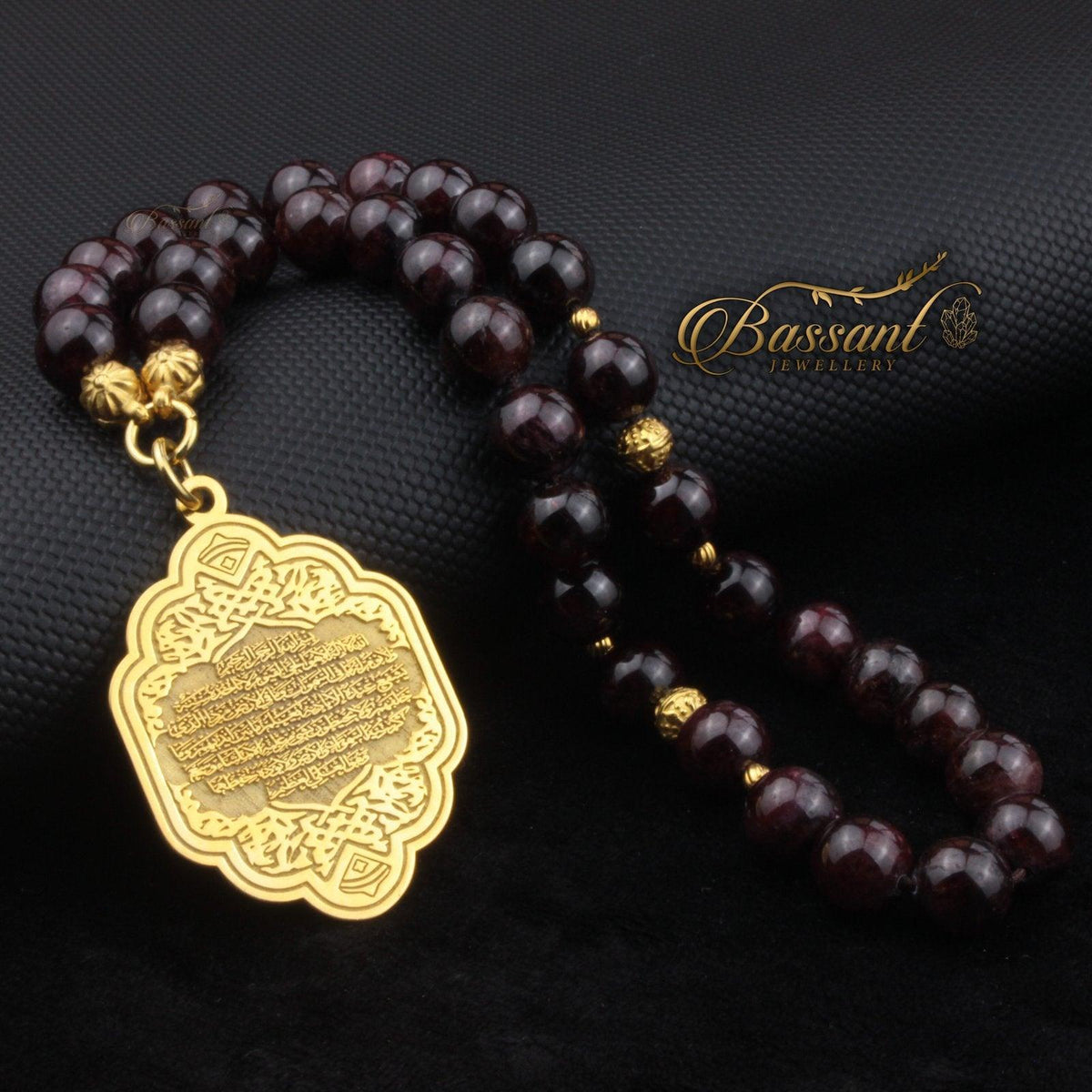 سبحة حجر كريم الجارنيت الألماندين | أحجار كريمة و فضة عيار ٩٢٥ | Almandine Garnet gemstone Islamic prayer beads - Silver 925 | Bassant Jewellery