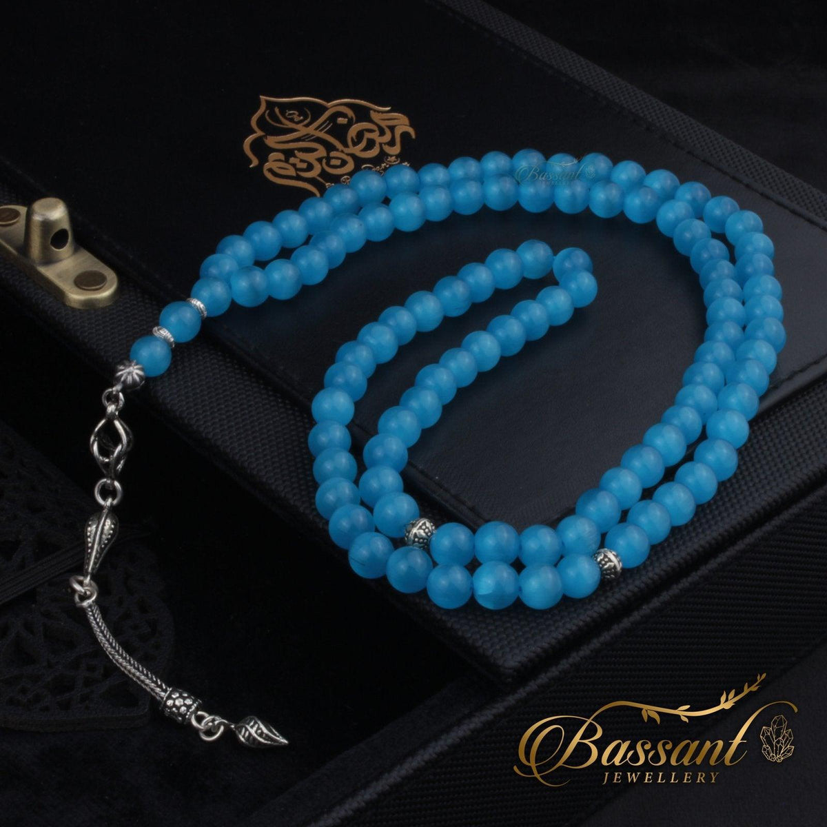 سبحة حجر كريم عين القط | أحجار كريمة و فضة عيار ٩٢٥ | Cat Eye gemstone Islamic prayer beads - Silver 925 | Bassant Jewellery
