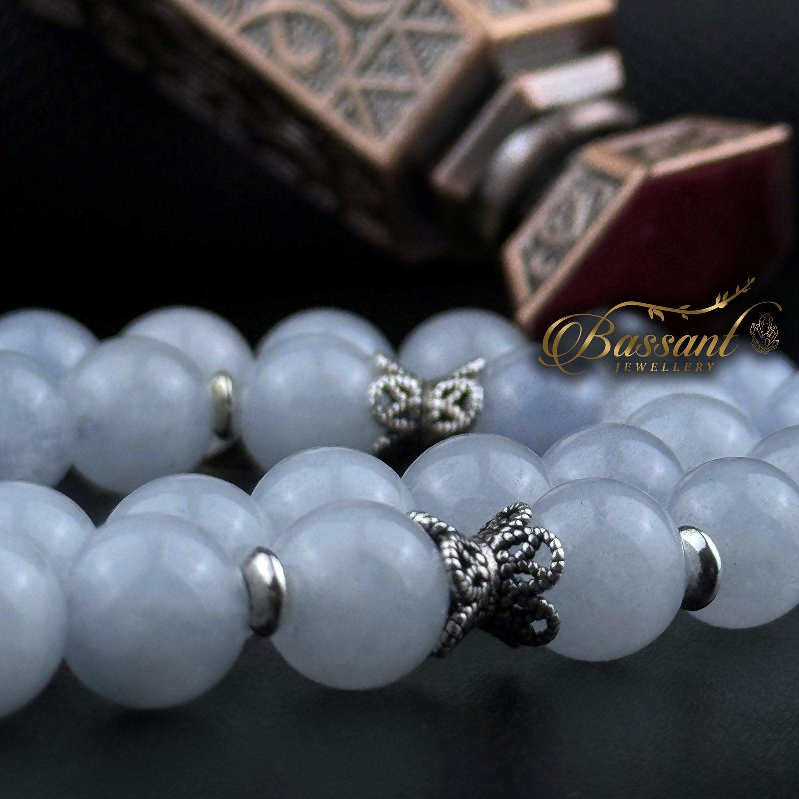 Sky blue Jade Rosary - Bassant Jewellery