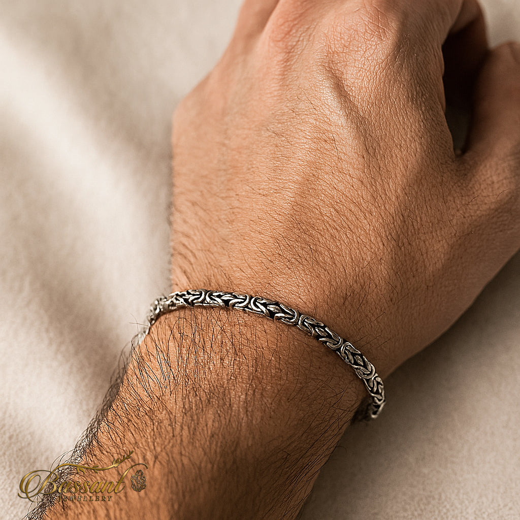 اسورة رجالي فضة عيار ٩٢٥ Byzantine | Byzantine Sterling Silver 925 Men's Bracelet | Bassant Jewellery
