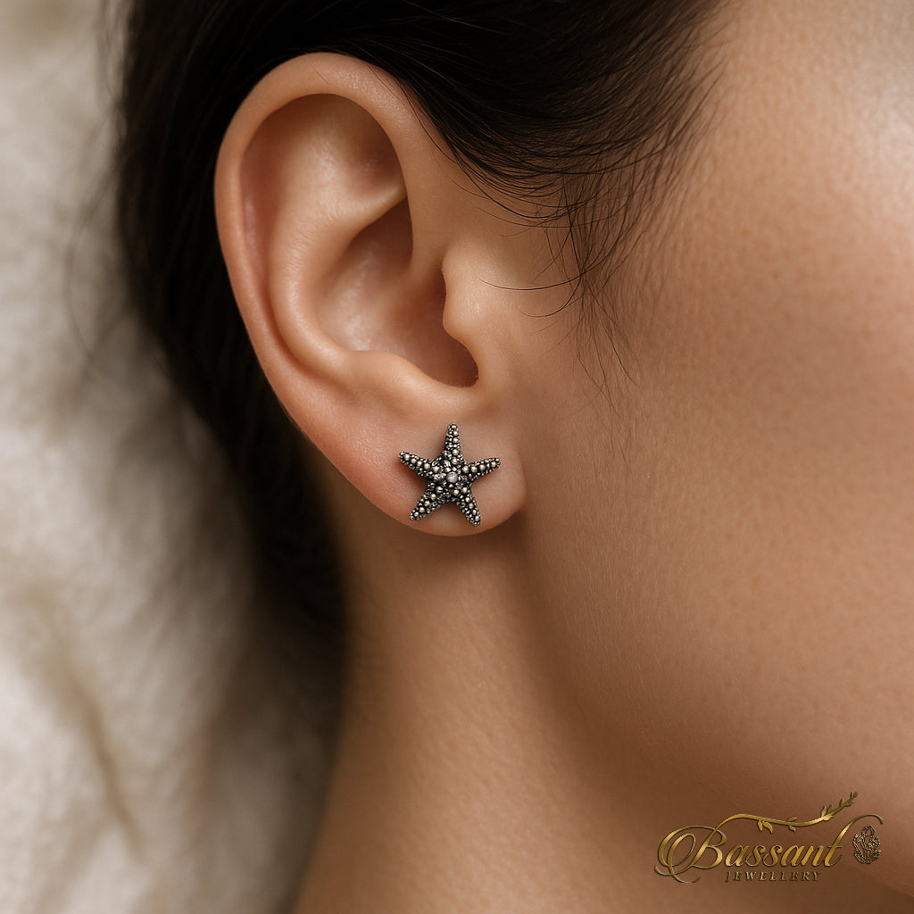 حلق فضة عيار ٩٢٥ Mermaid | Mermaid Sterling Silver 925 Earrings | Bassant Jewellery