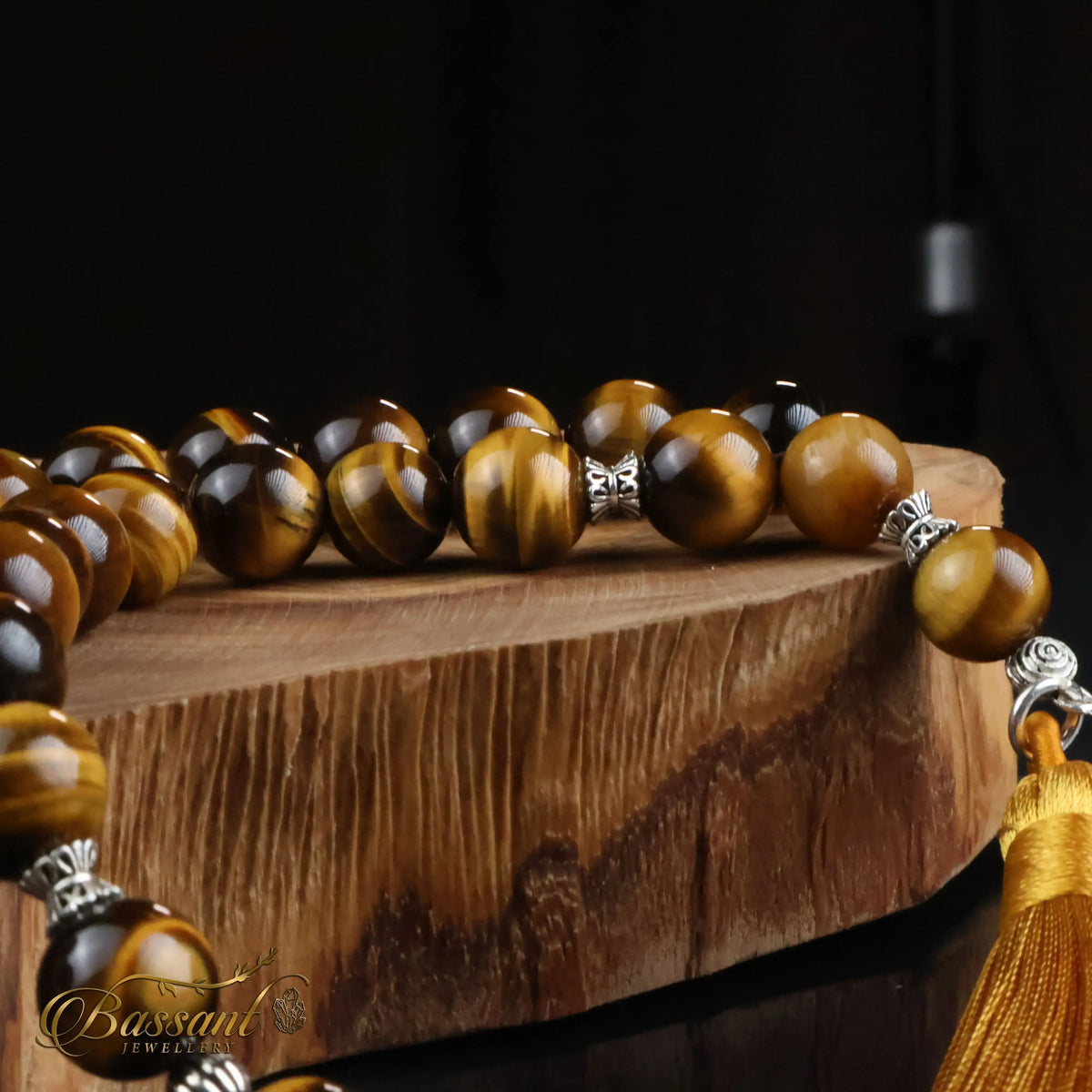سبحة حجر كريم حجر عين النمر | أحجار كريمة و فضة عيار ٩٢٥ | Tiger Eye gemstone Islamic prayer beads - Silver 925 | Bassant Jewellery