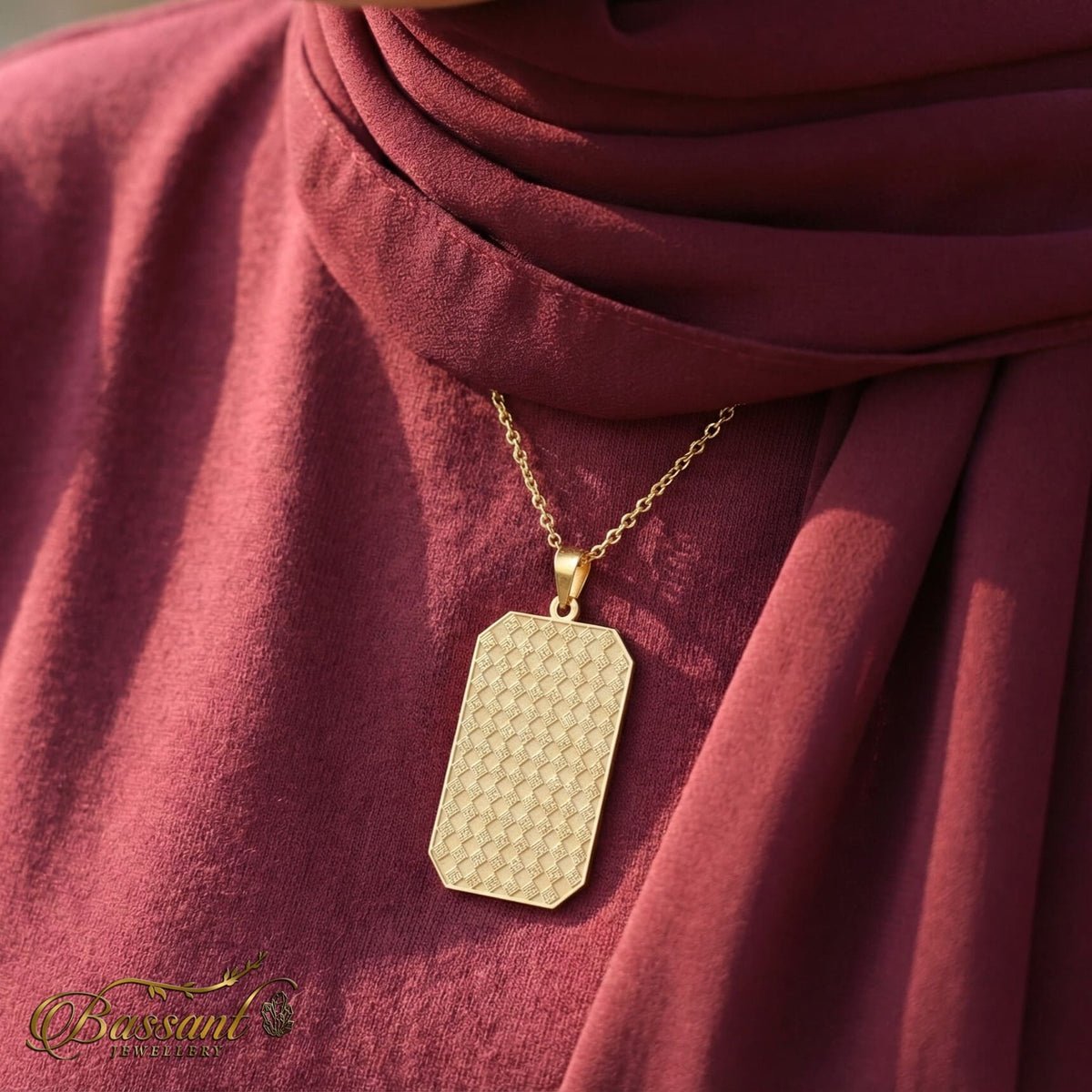سلسلة أسماء الله الحسنى فضة عيار ٩٢٥ | خط عربي إسلامي منقوش | 99 Names of Allah (Asma Al-Husna) Sterling Silver 925 Islamic Pendant | Bassant Jewellery