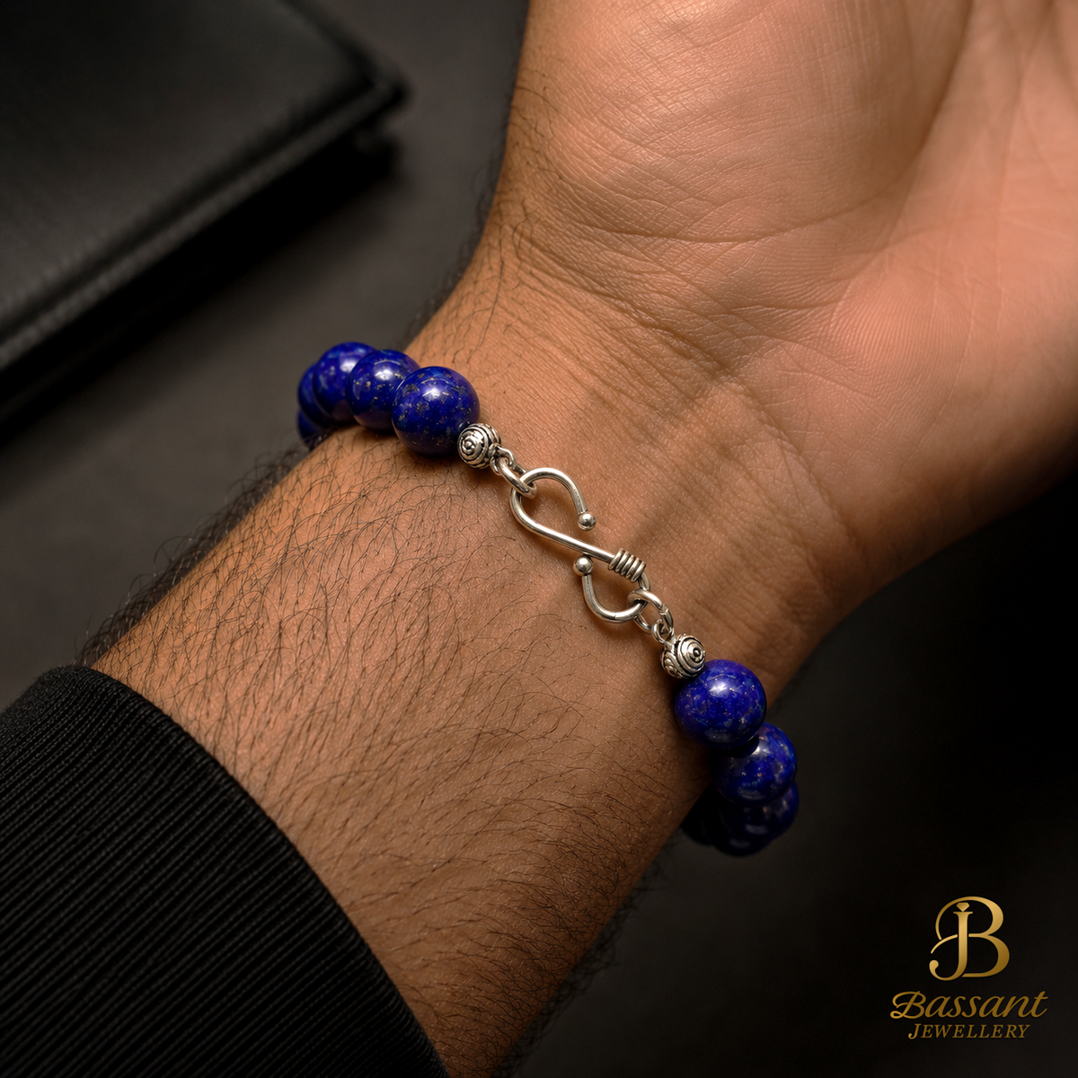 اسورة اللازورد حجر كريم وفضة عيار ٩٢٥ | Lapis Lazuli Gemstone Bracelet Silver 925 | Bassant Jewellery